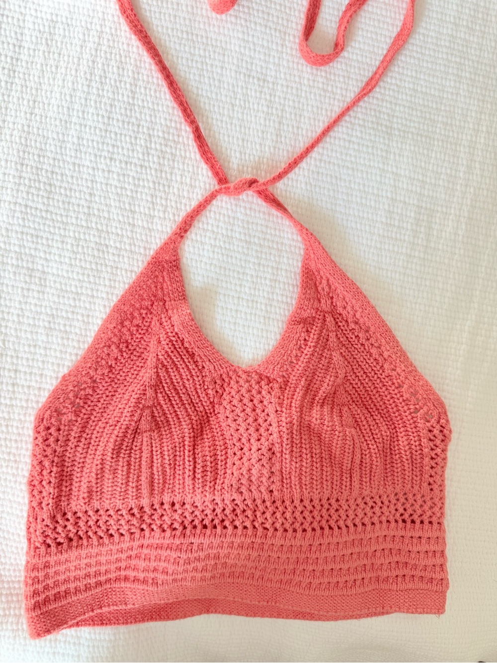 aerie Coral Knit Halter Bandeau